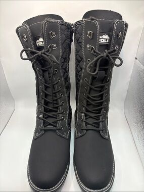 POLAR Black Quilted Lace-Up Winter Boots
